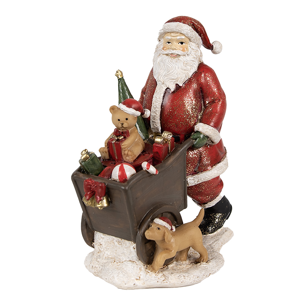 Clayre & Eef | Kerstdecoratie Beeld Kerstman Rood 12x8x15 cm | 6PR4929
