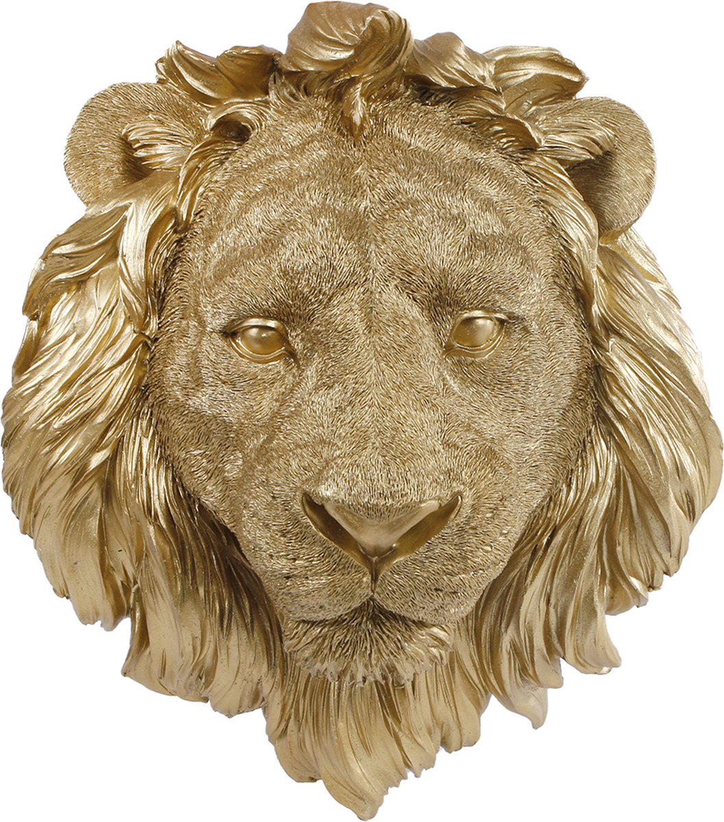 Wanddecoratie leeuw  "Lion"  goud polystone 27 x 14 x 33 cm | 010238 | Gifts Amsterdam | Stoer & Sober Woonstijl