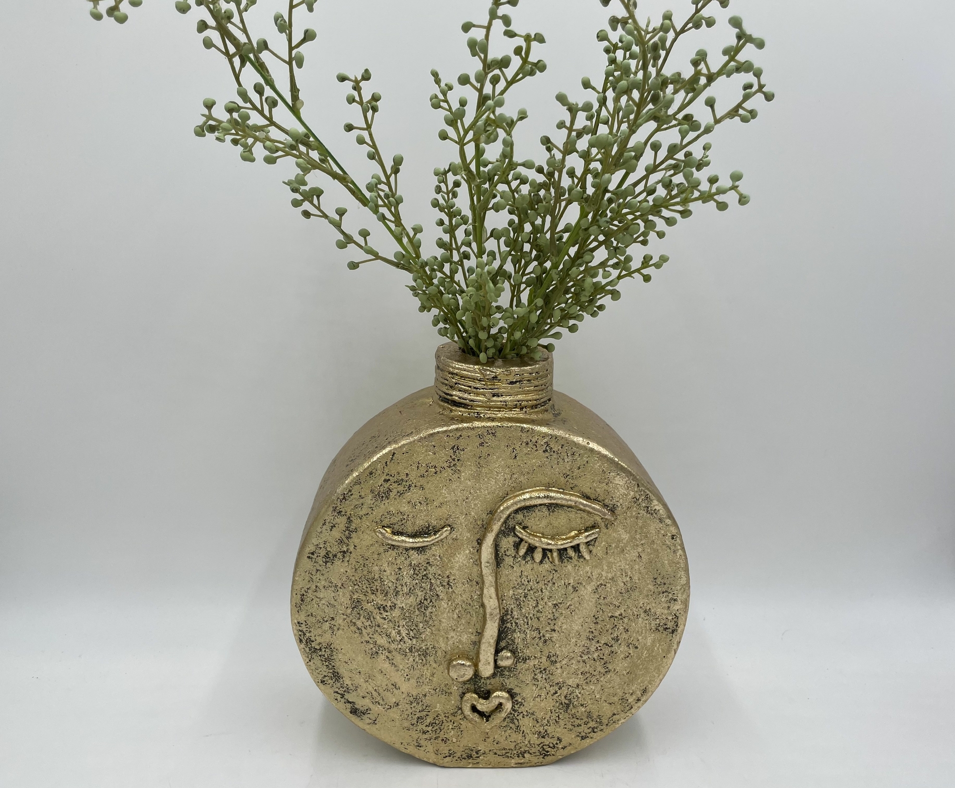 Vaas goud gezicht Picasso 26 cm x 24 cm | 790075 | Countryfield | Stoer & Sober Woonstijl