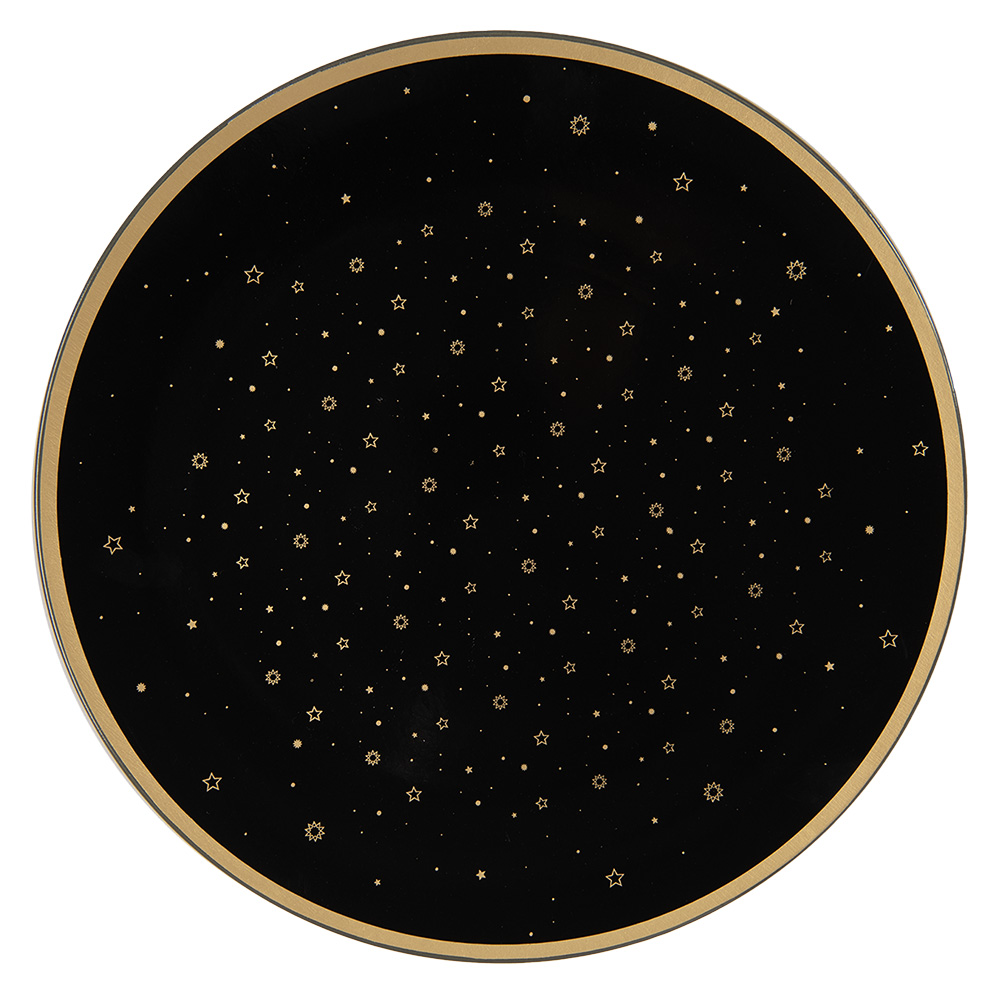 Clayre & Eef | Onderbord Zwart, Goudkleurig ø 33x1 cm | STS85-1