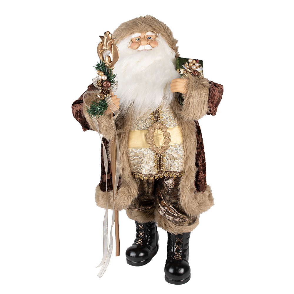 Clayre & Eef | Kerstdecoratie Kerstman Bruin Beige 37x29x82 cm | 50763