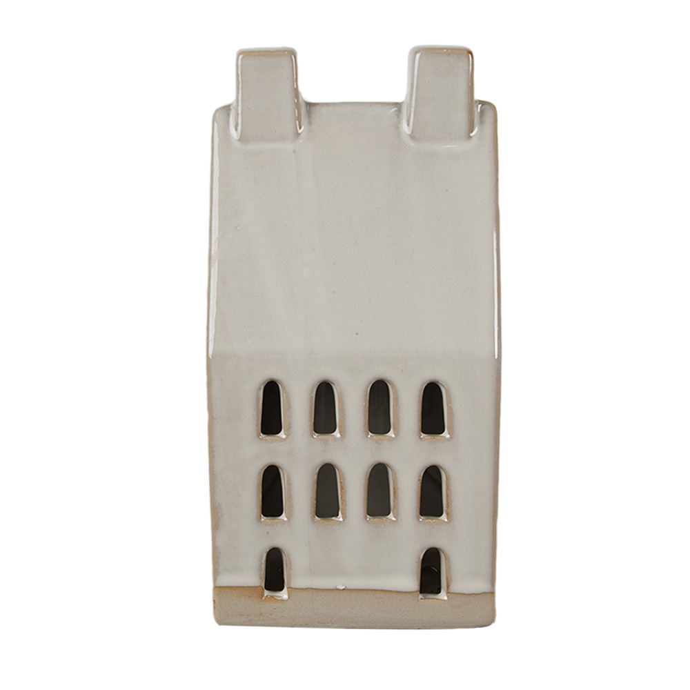 Clayre & Eef | Decoratie Huisje met LED Beige 9x8x18 cm | 6CE1591L