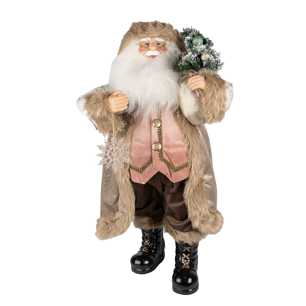 Clayre & Eef | Kerstdecoratie Kerstman Beige 26x16x47 cm | 65250