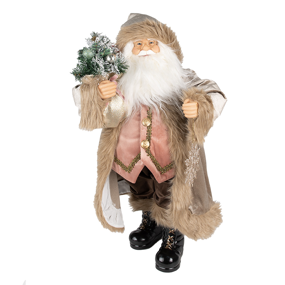 Clayre & Eef | Kerstdecoratie Kerstman Beige 15x10x30 cm | 65251
