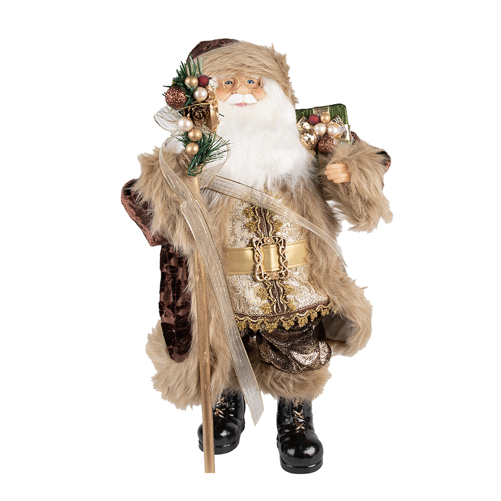 Clayre & Eef | Kerstdecoratie Kerstman Bruin Beige 26x16x47 cm | 65260