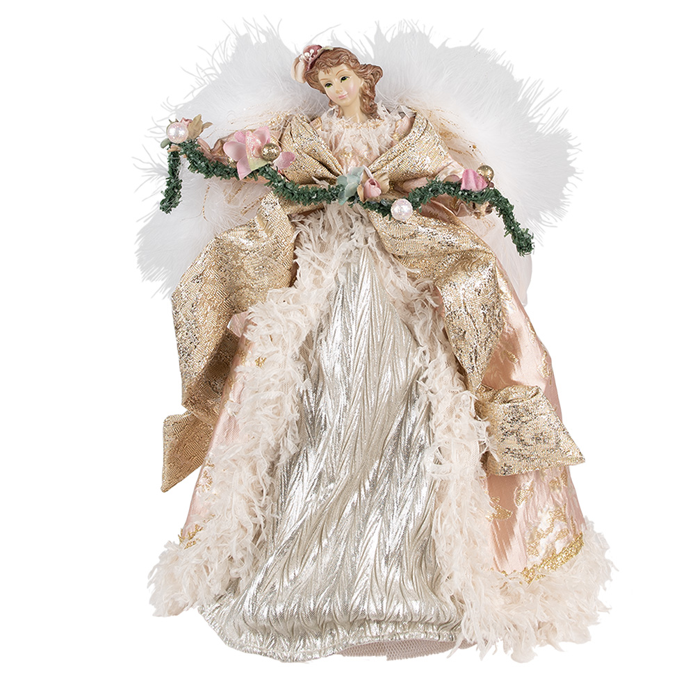 Clayre & Eef | Decoratie Beeld Engel Roze 25x20x40 cm | 65263