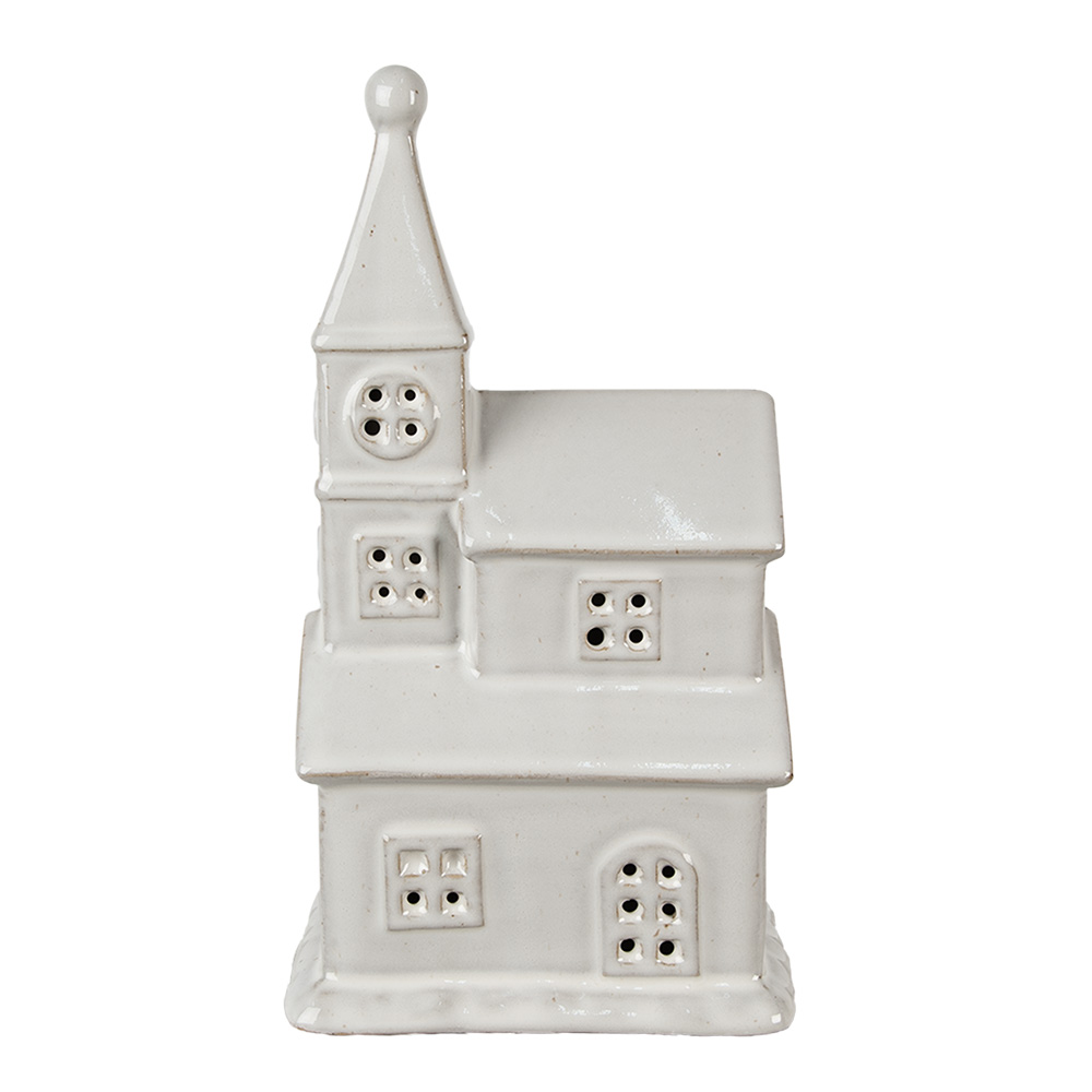 Clayre & Eef | Decoratie Kerk met LED Beige 13x9x23 cm | 6CE1590