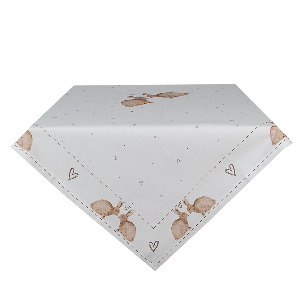 Clayre & Eef | Vierkant Tafelkleed Beige Bruin 100x100 cm | BSLC01