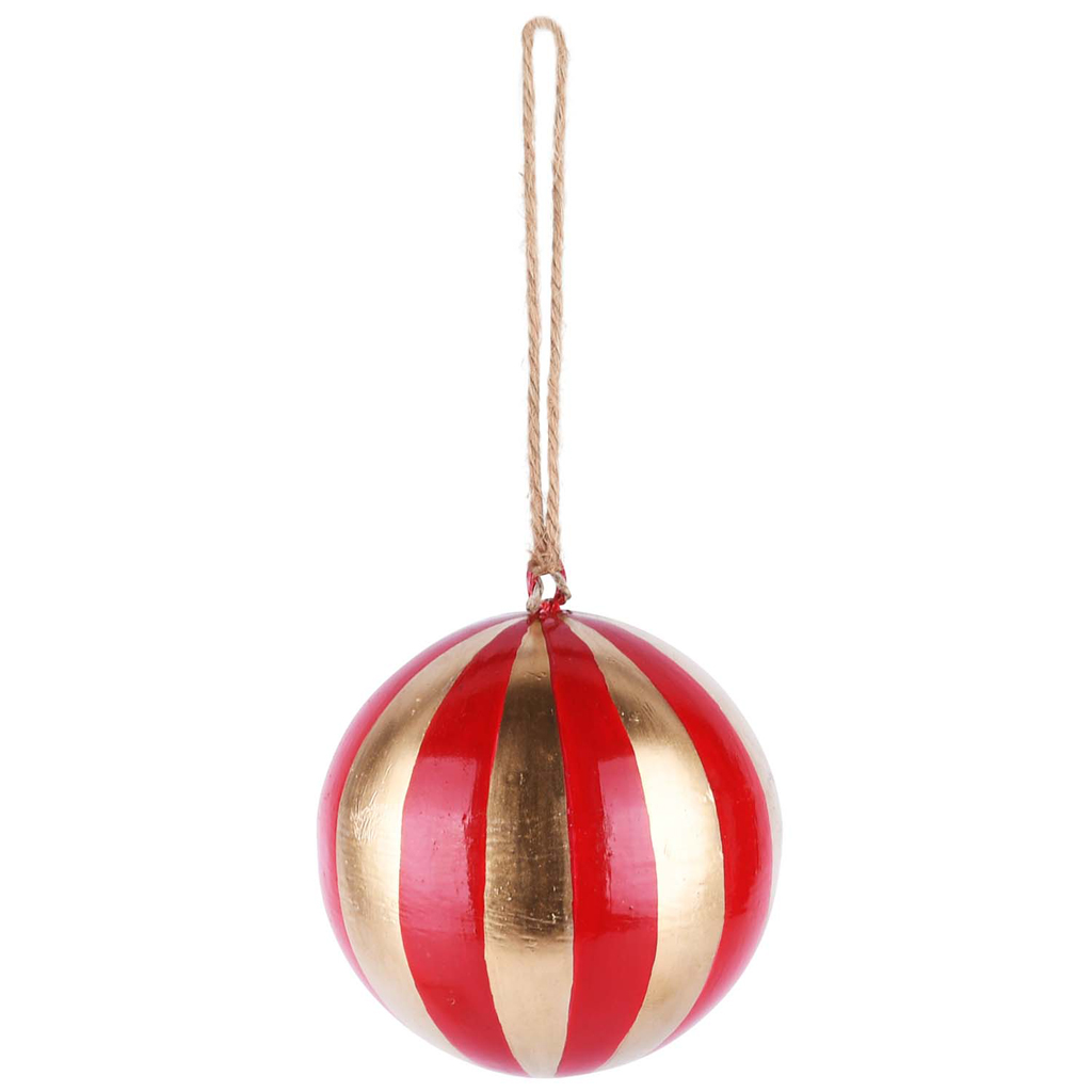 Dekoratief | Hanger bal, goud/rood, metaal, 8x8x8cm | A205828