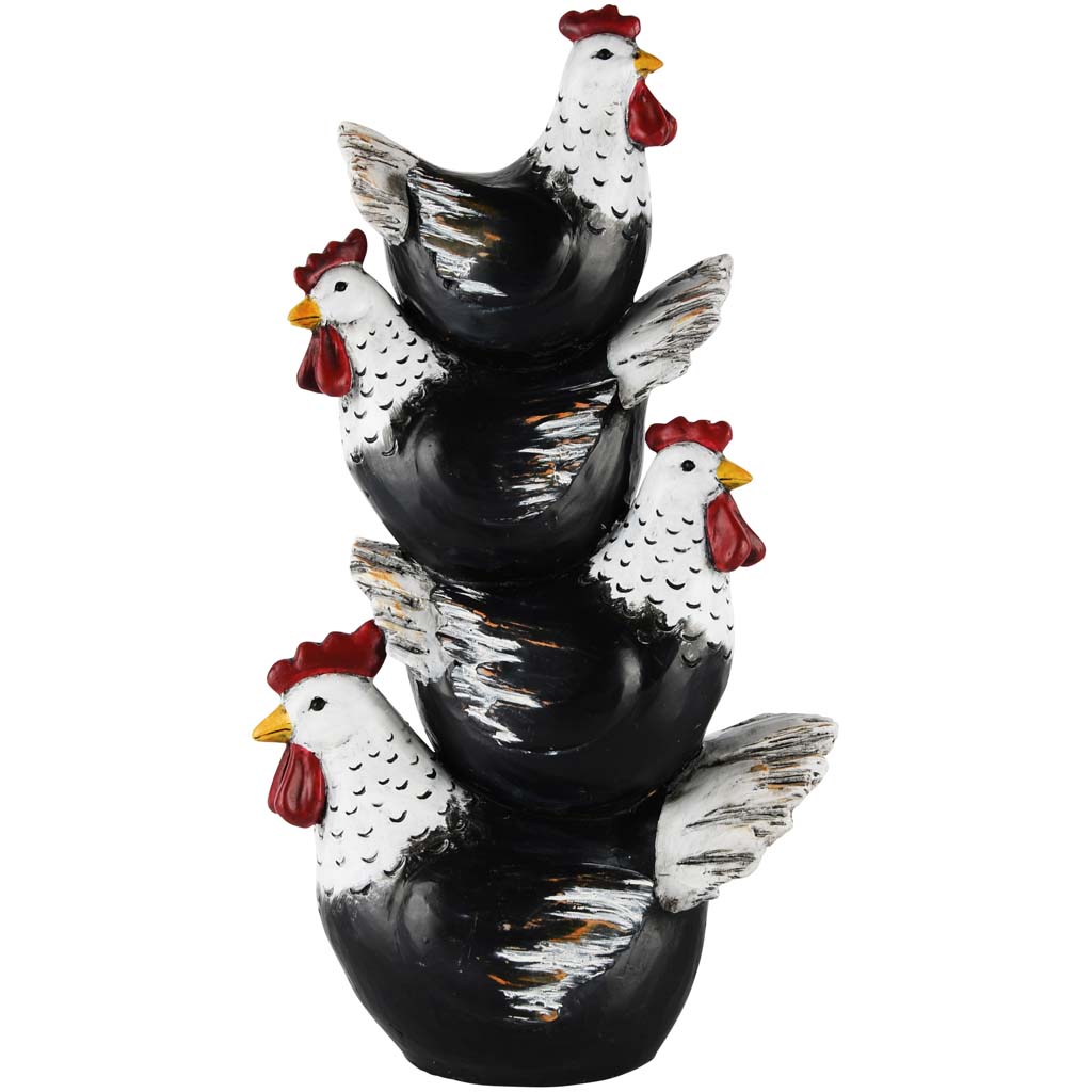 Dekoratief | Kwartet kippen resina, zwart, 20x12x36cm | A210192