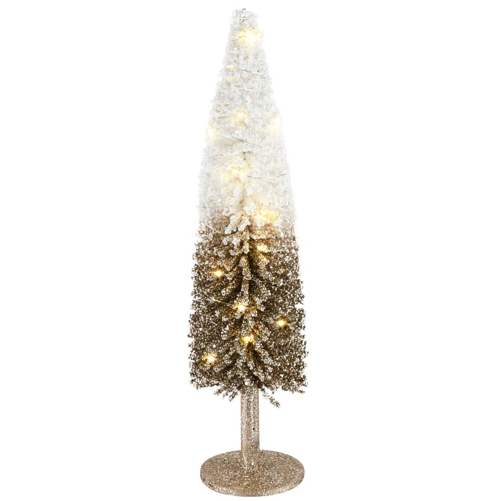 Dekoratief | Deco boom op voet, goud/wit, rotan, LED, 17x17x43cm | A215623