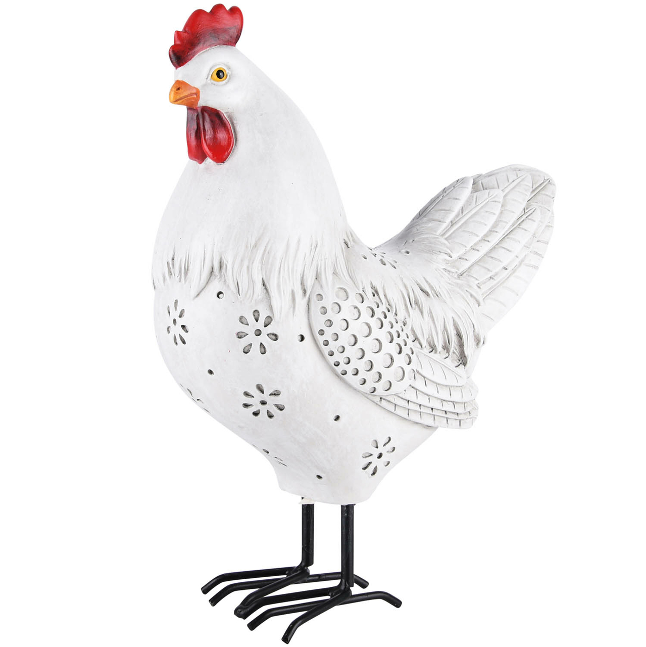 Dekoratief | Hen staand, wit/zwart, resina, 21x11x26cm | A220245