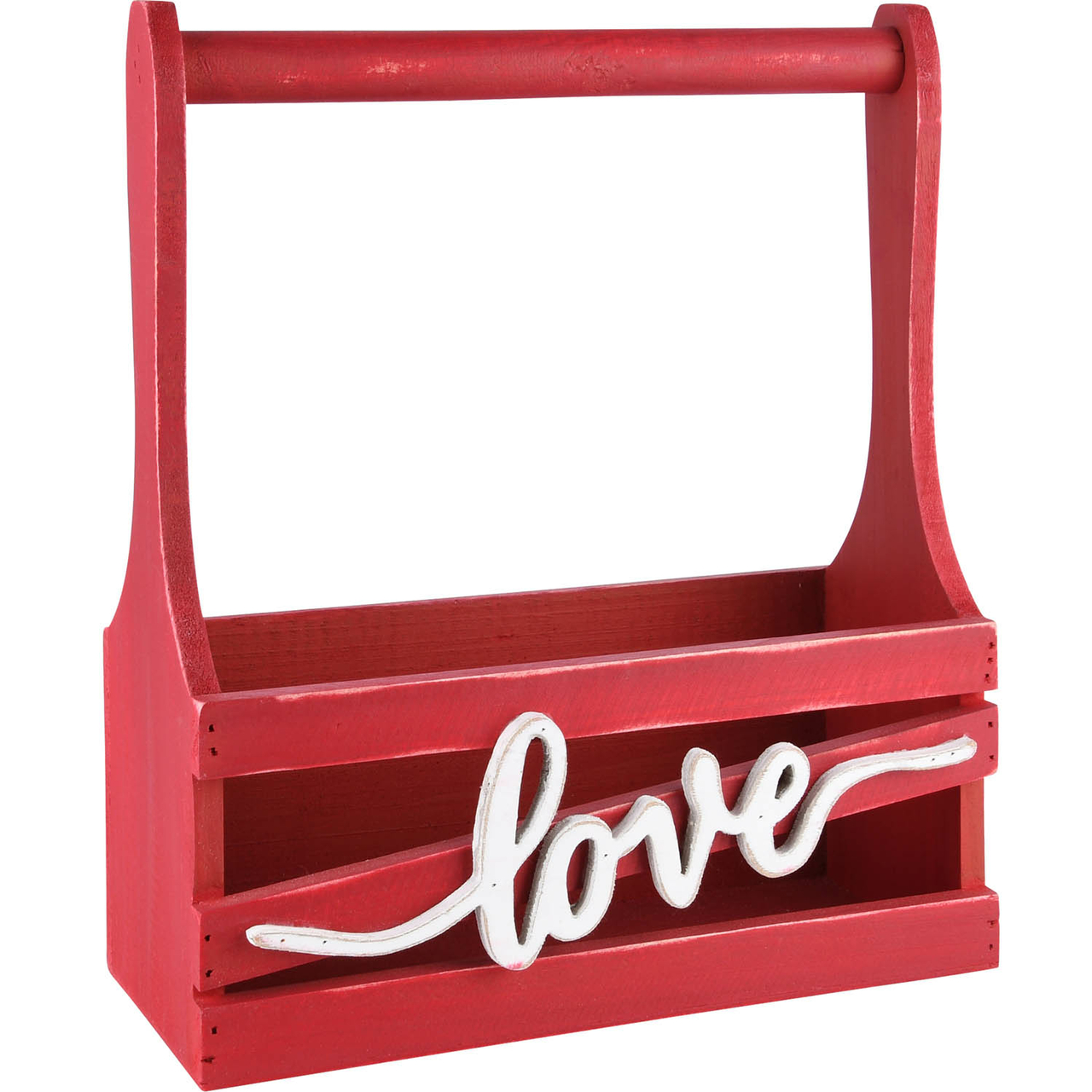 Dekoratief | Bakje 'Love', rood, hout, 24x11x28cm | A220678