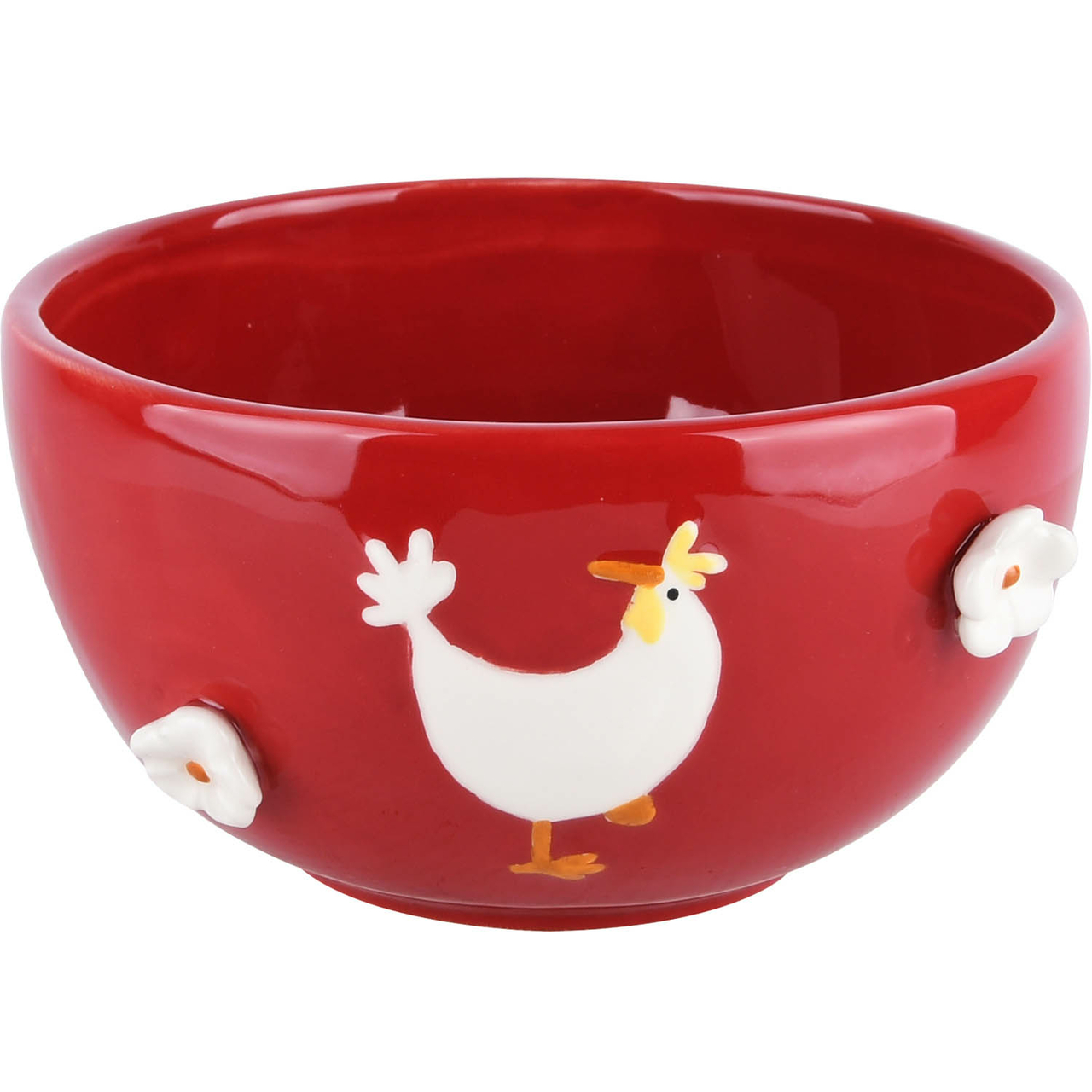 Dekoratief | Bowl rood m/kip, keramiek, 14x13x7cm | A220774