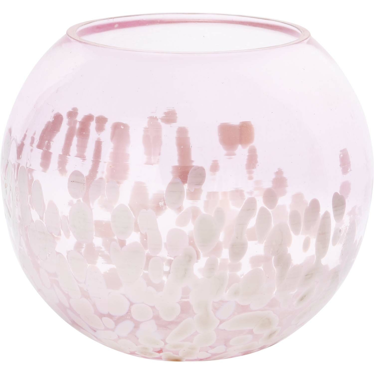 Dekoratief | Theelicht roze m/spikkels, glas, 11x12x12cm | A220957