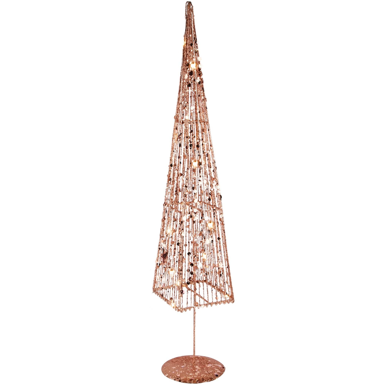 Dekoratief | Boompje op voet, goud/glitter, rotan, LED, 10x10x60cm | A225052