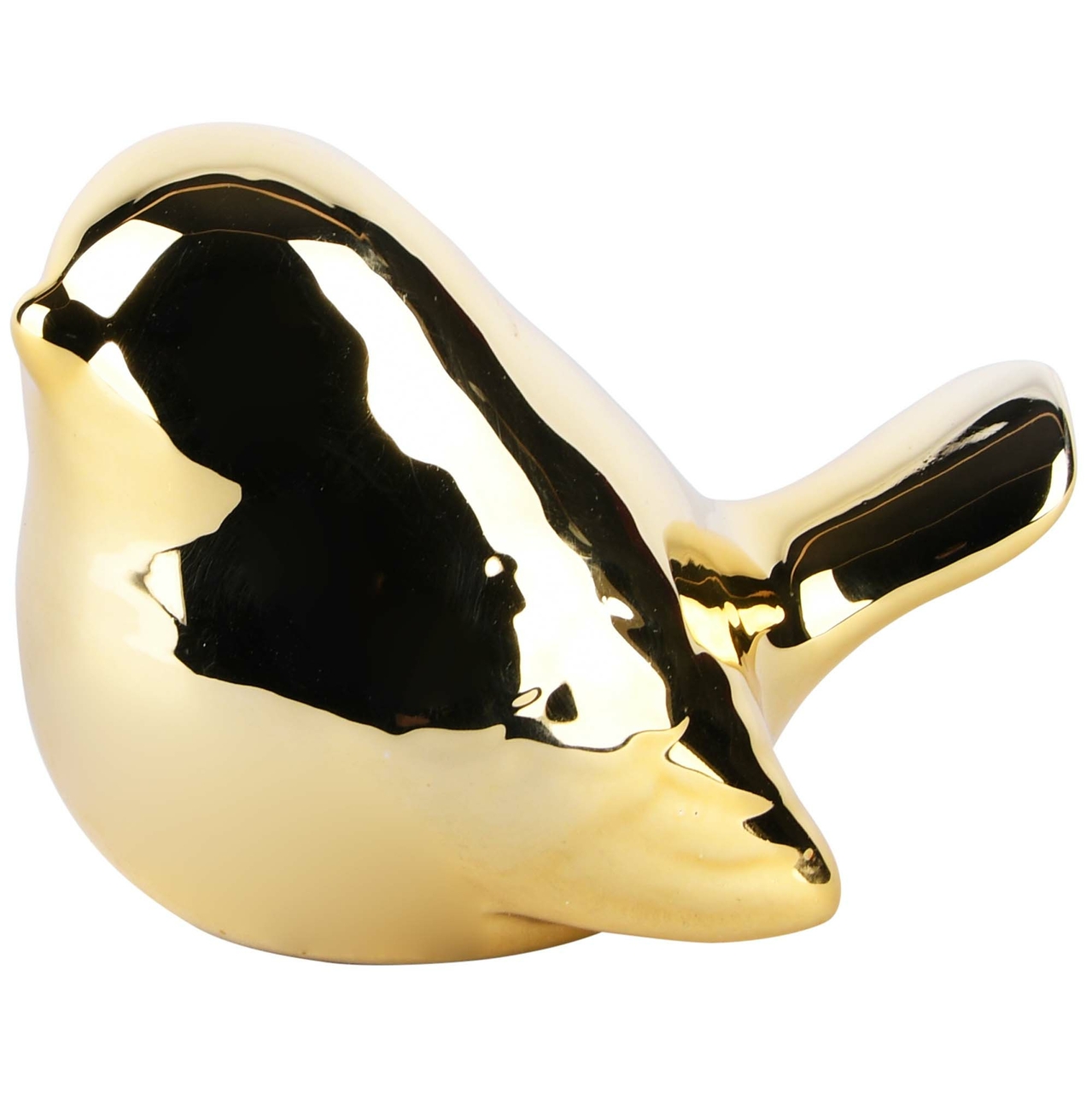 Dekoratief | Vogel zittend, shiny goud, keramiek, 12x8x9cm | A225370
