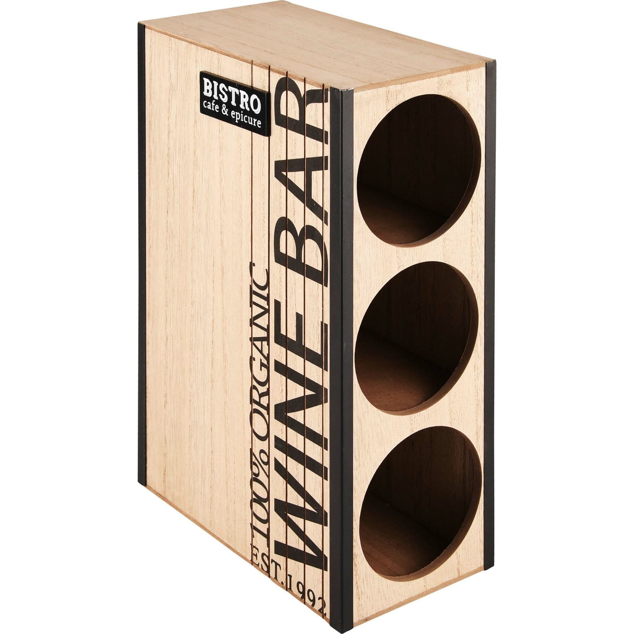 Dekoratief | Wijnhouder 'Wine Bar', naturel/zwart, hout, 20x11x30cm | A225555