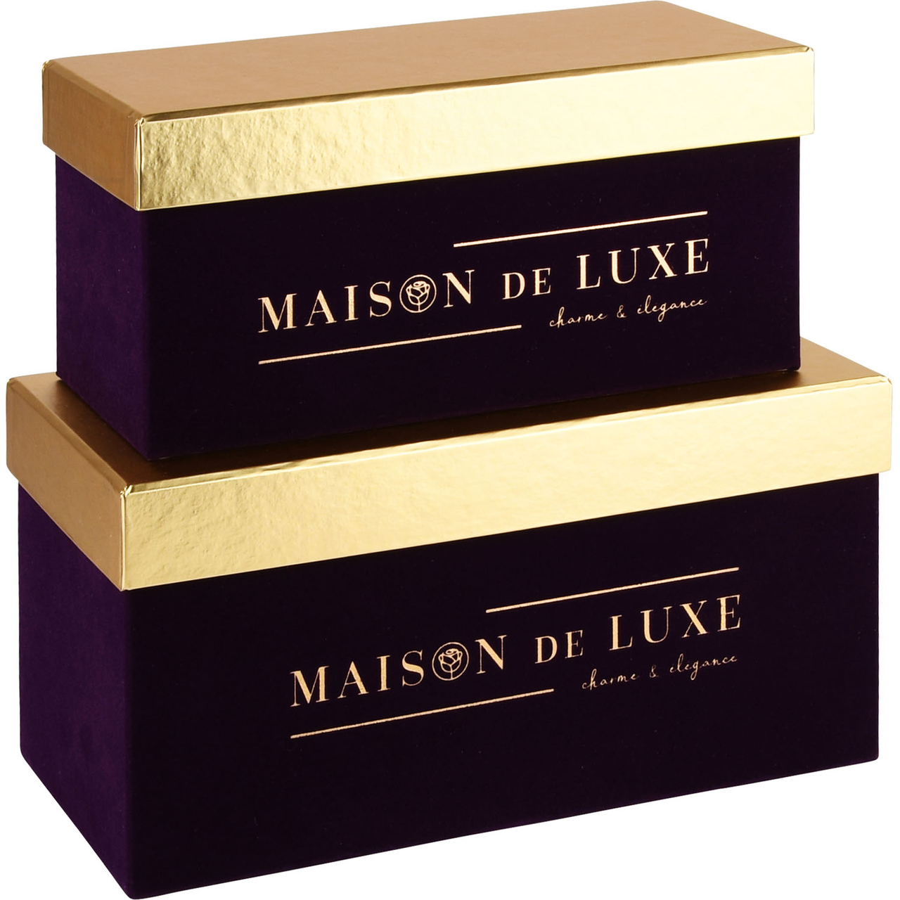 Dekoratief | Set 2 dozen RH, 'Maison De Luxe', paars, 24x12x12cm | A225892