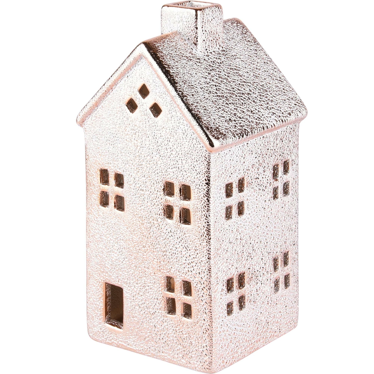 Dekoratief | Theelichthouder huis, goud, dolomiet, 9x9x18cm | A225958