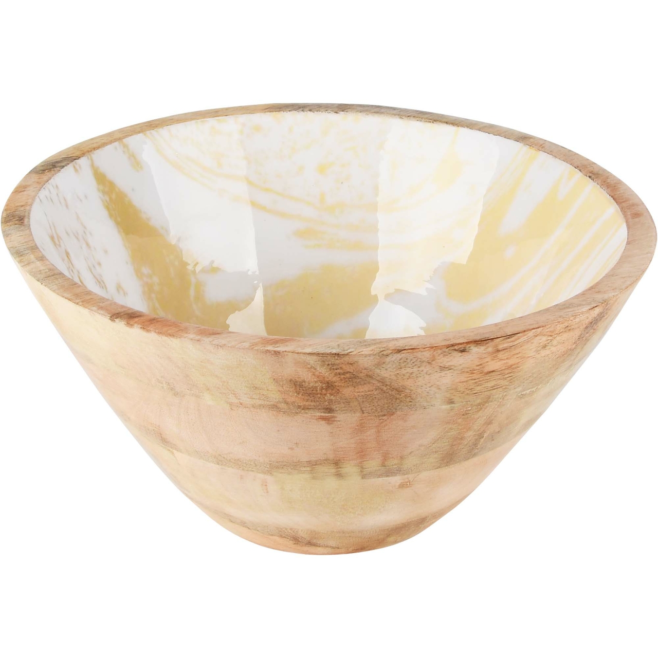 Dekoratief | Bowl 'Marbled', wit/goud, hout, 25x25x12cm | A228085