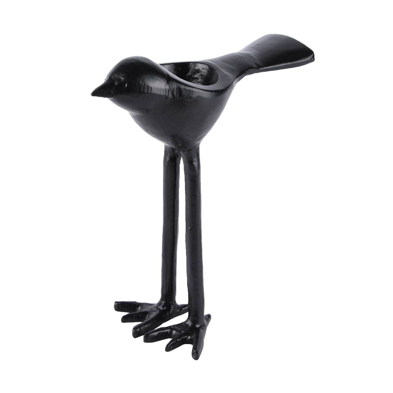 Dekoratief | Theelichthouder vogel, zwart, metaal, 16x10x15cm | A228221