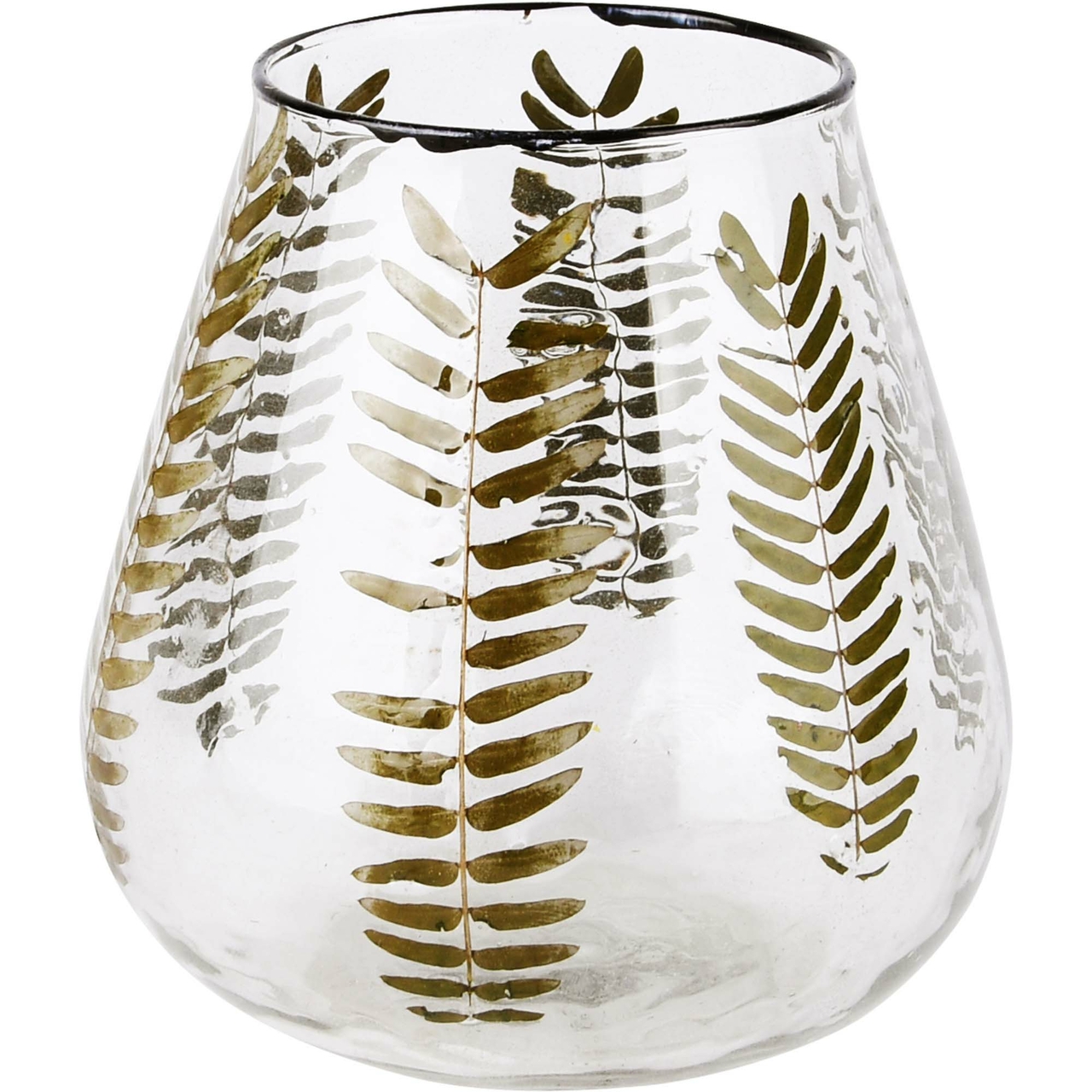 Dekoratief | Theelichthouder 'Green Leaves', transparant, glas, 12x12x12cm | A228240