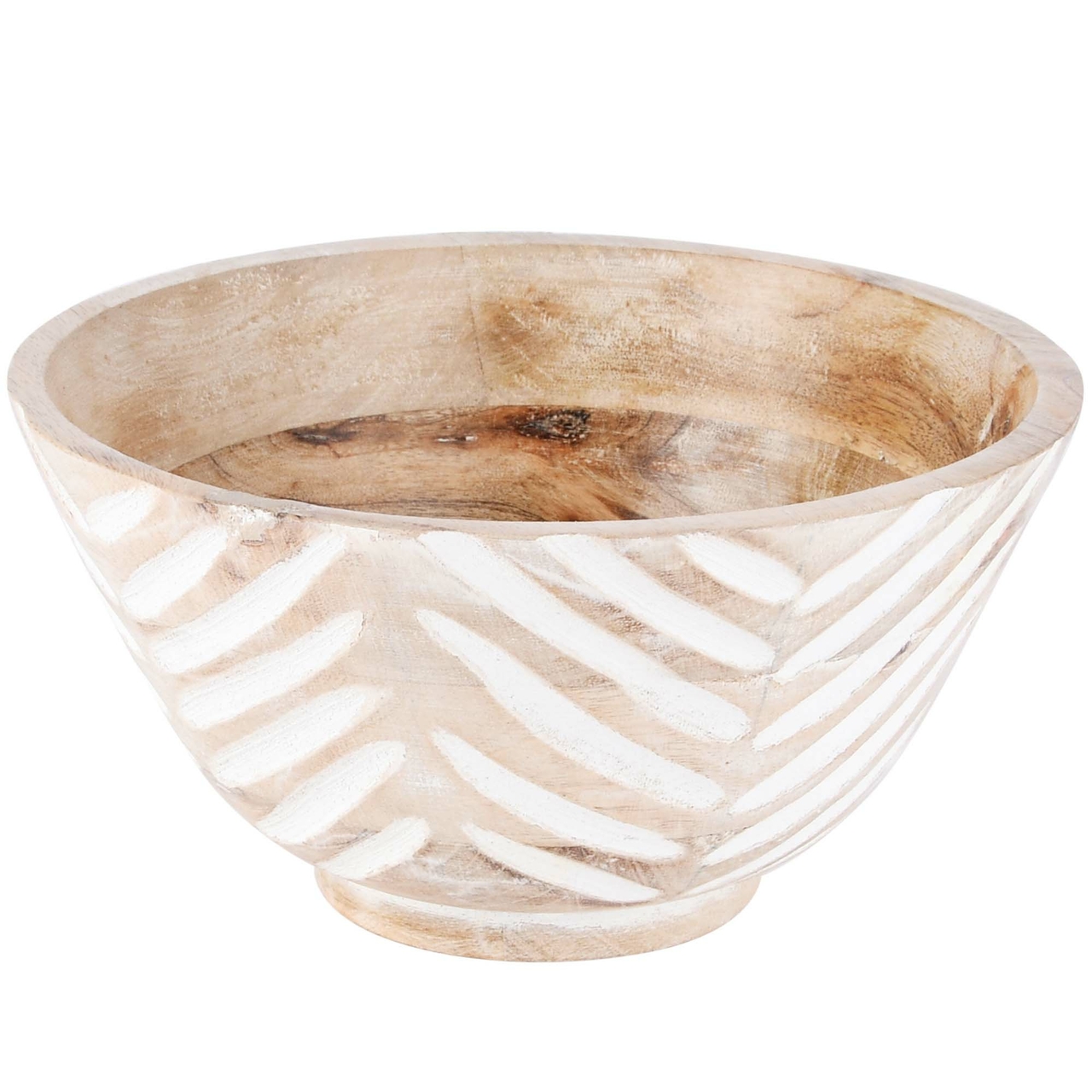 Dekoratief | Bowl 'Carved', naturel/wit, hout, 20x20x10cm | A228262