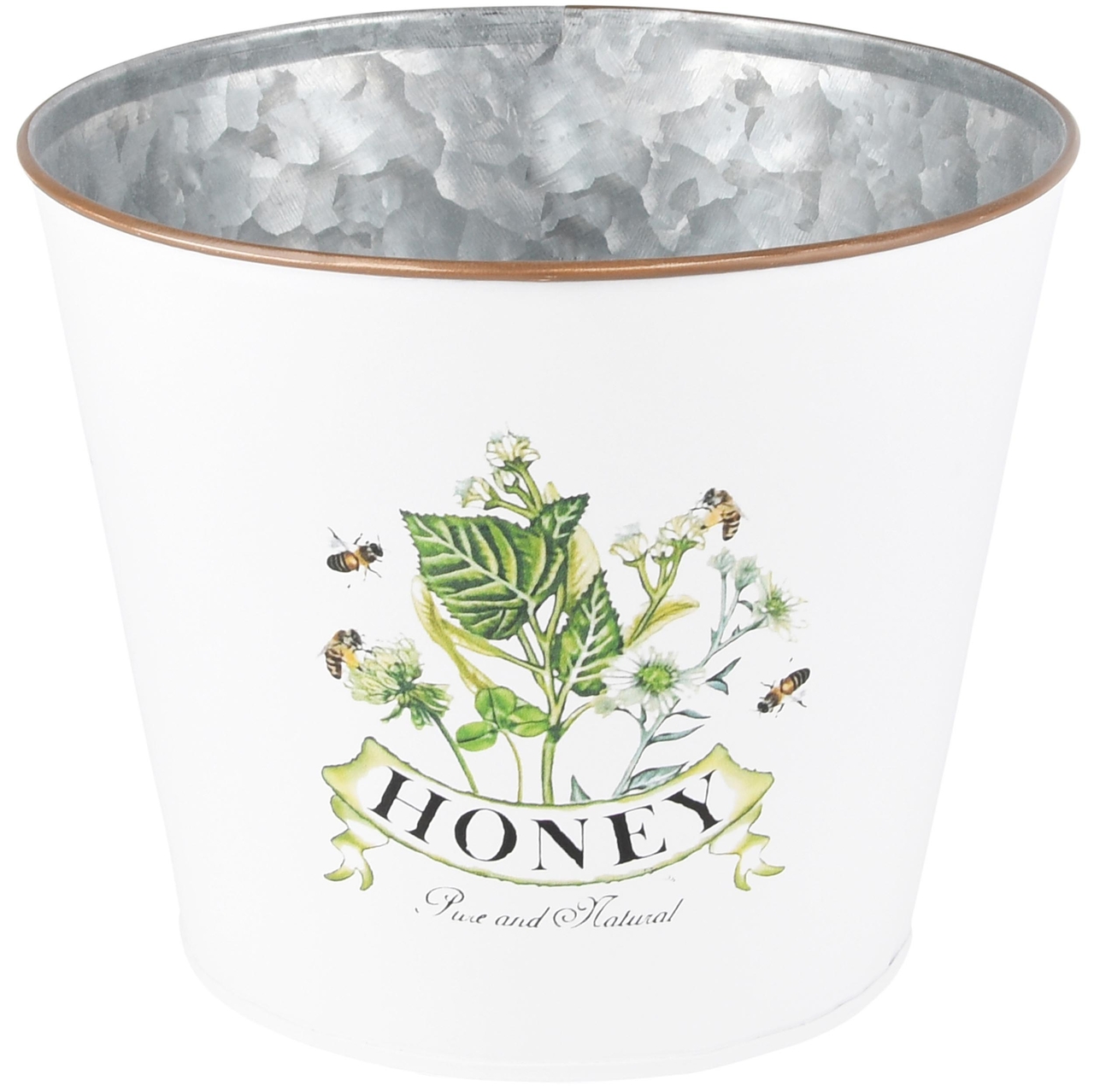 Dekoratief | Bloempot 'Honey', wit/groen, metaal, 17x17x14cm | A230001