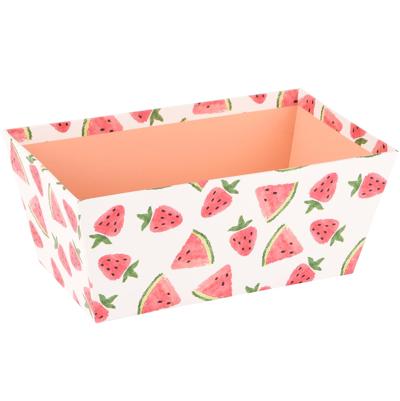 Dekoratief | Bakje 'Sweet Watermelon', roze/wit, karton, 24x14x10cm | A230233