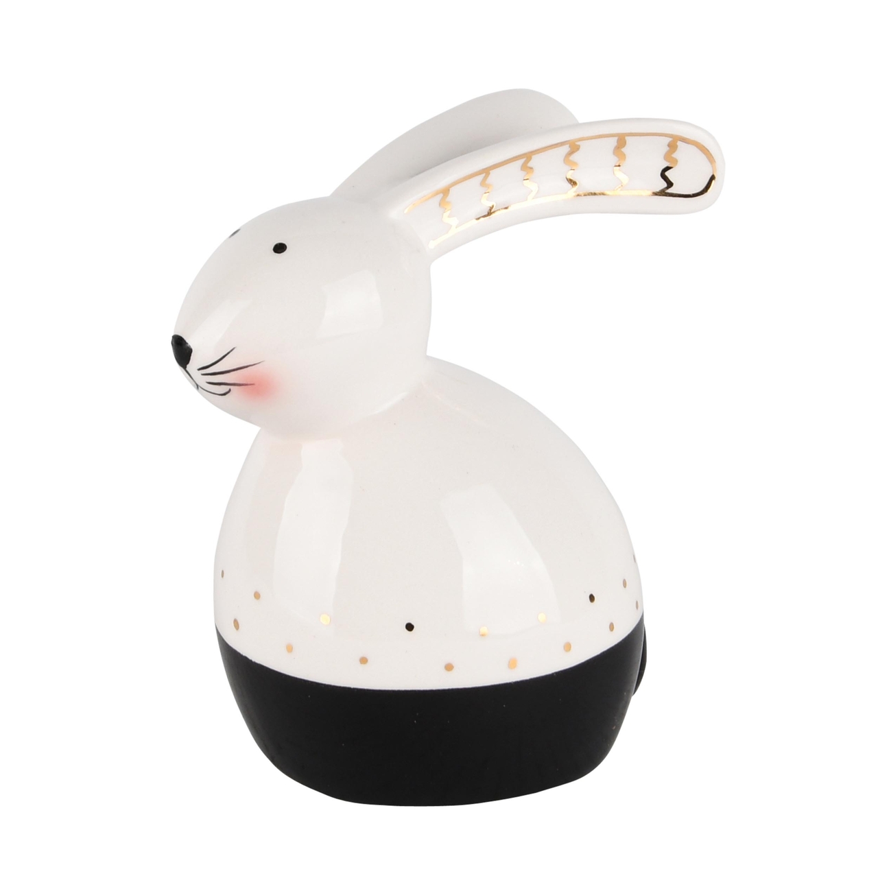 Dekoratief | Bunny, wit/zwart , dolomiet, 9x5x10cm | A230302