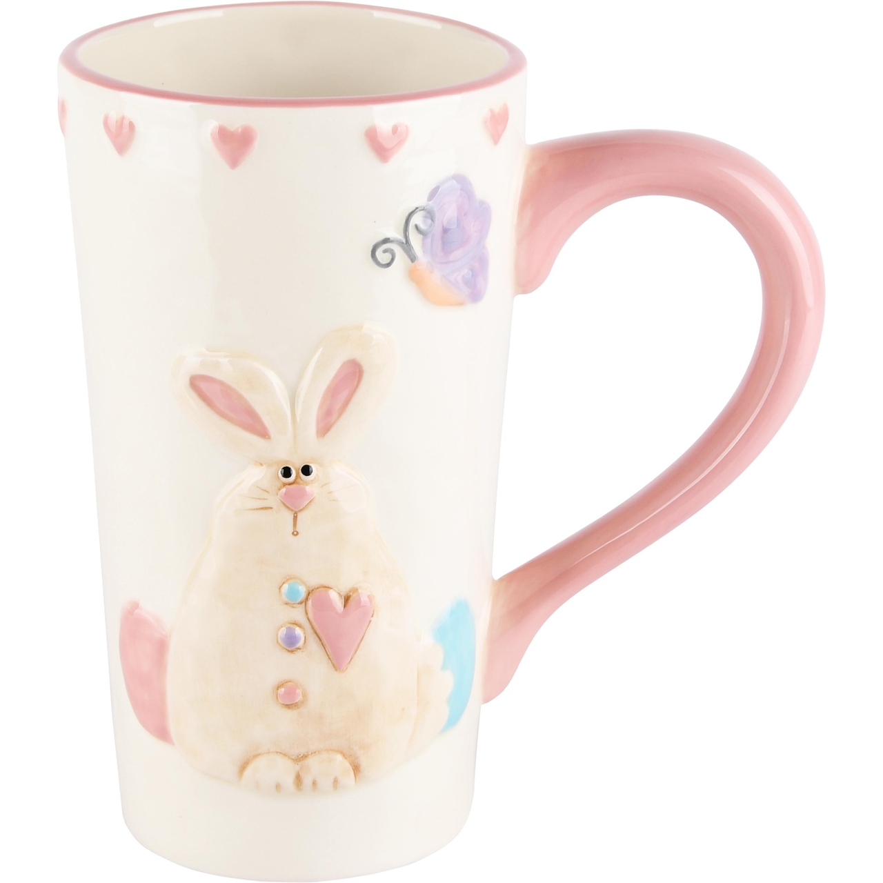 Dekoratief | Mok m/bunny, wit/roze, dolomiet, 15x9x16cm | A230553