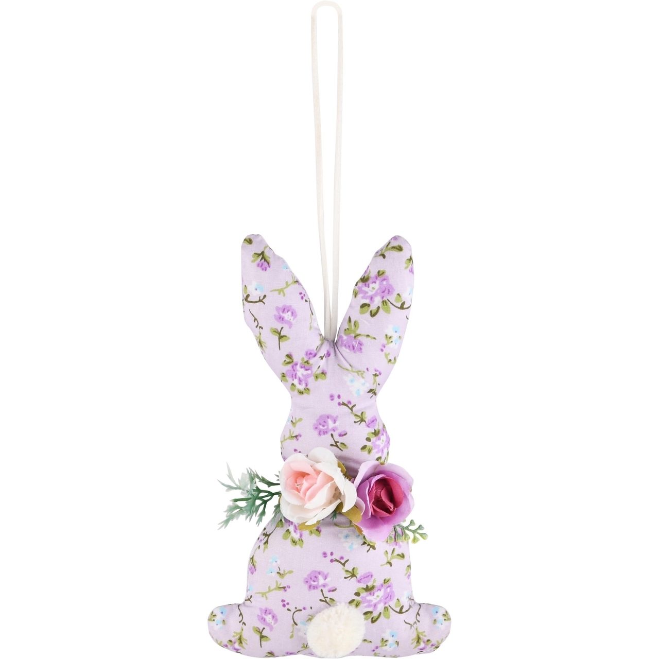 Dekoratief | Hanger bunny m/bloemen, stof, 10x5x17cm | A230633