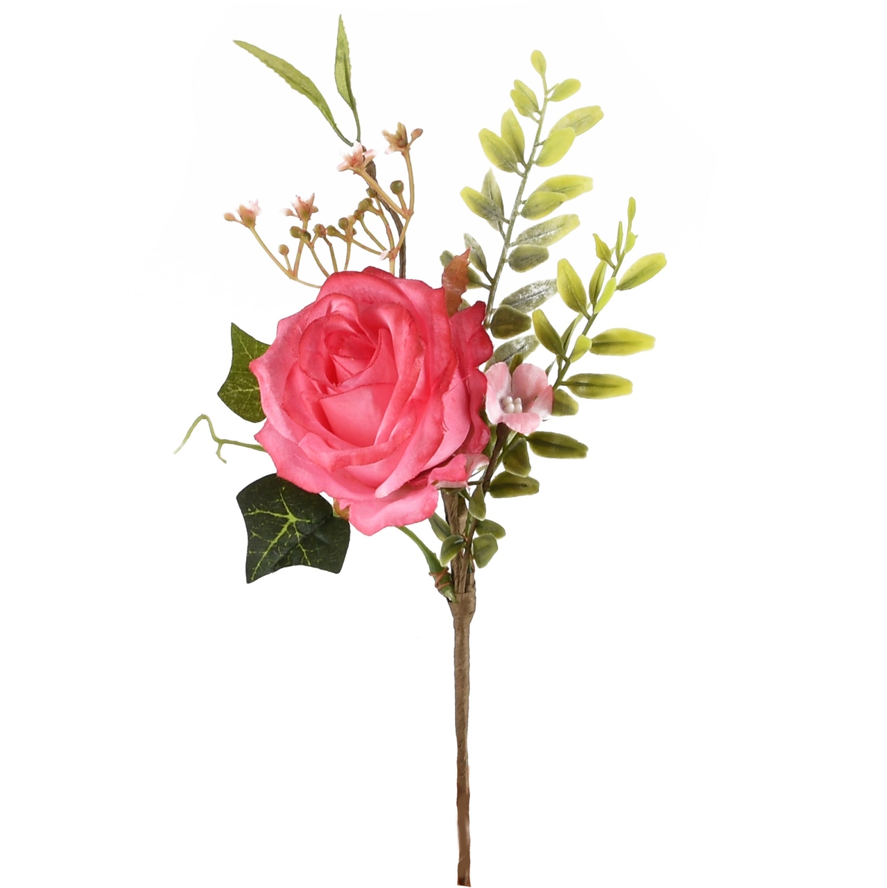 Dekoratief | Decotakje m/bloem, roze/groen, naturel, 25cm | A230722