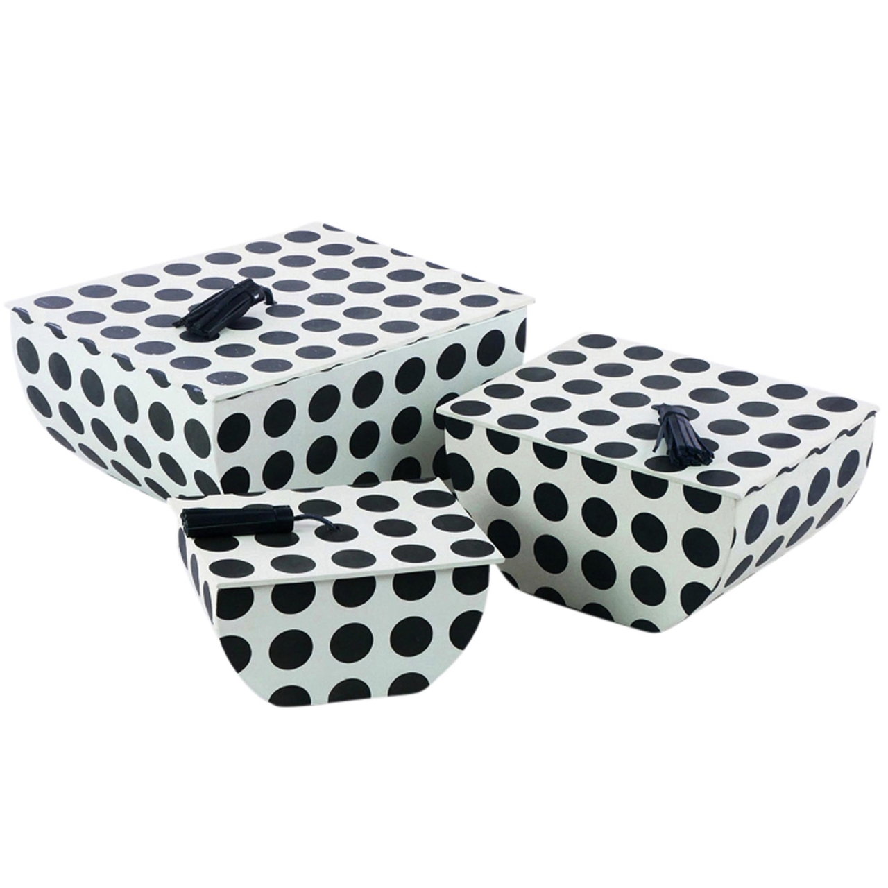Dekoratief | Set 3 dozen 'Black Dotted', papier, 27x22x13cm | A234063