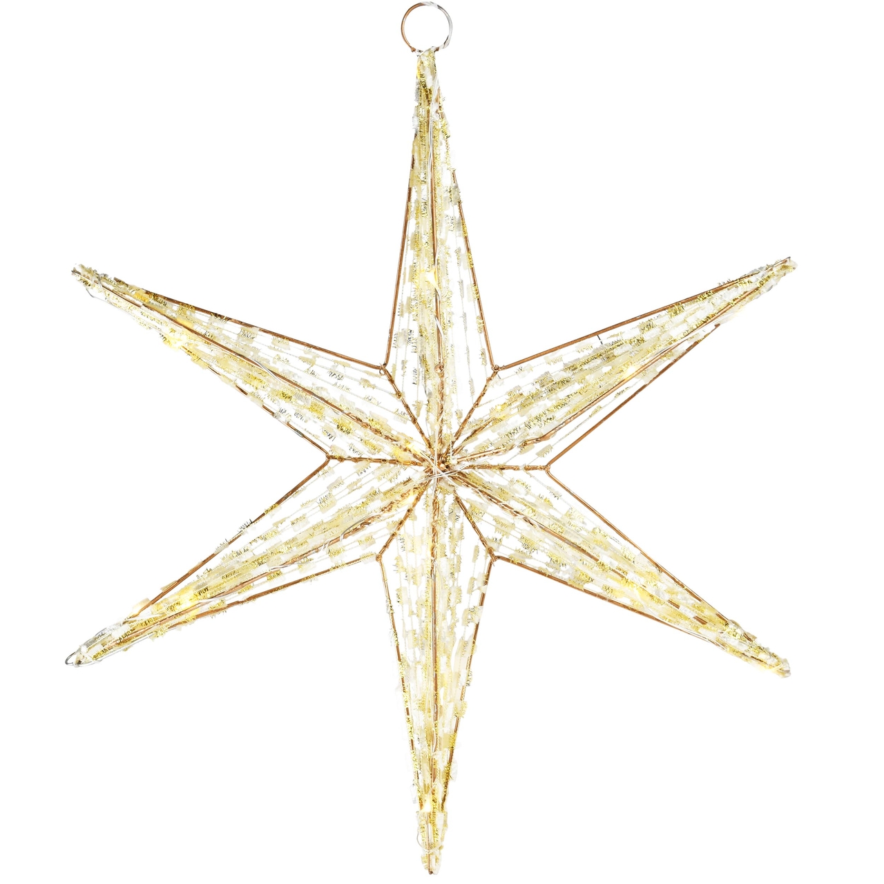 Dekoratief | Hanger ster, goud, rotan, LED, 40x40x4cm | A235184