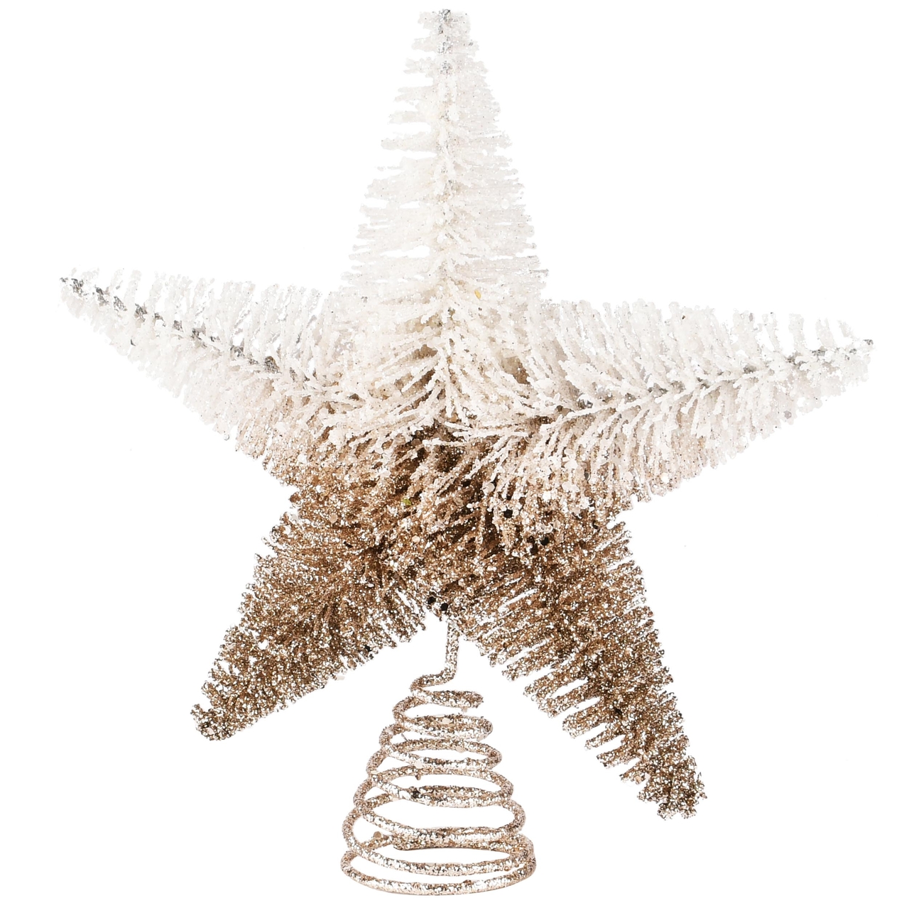 Dekoratief | Kerstboompiek ster, wit/goud/glitter, pvc/metaal, 20x5x23cm | A235195