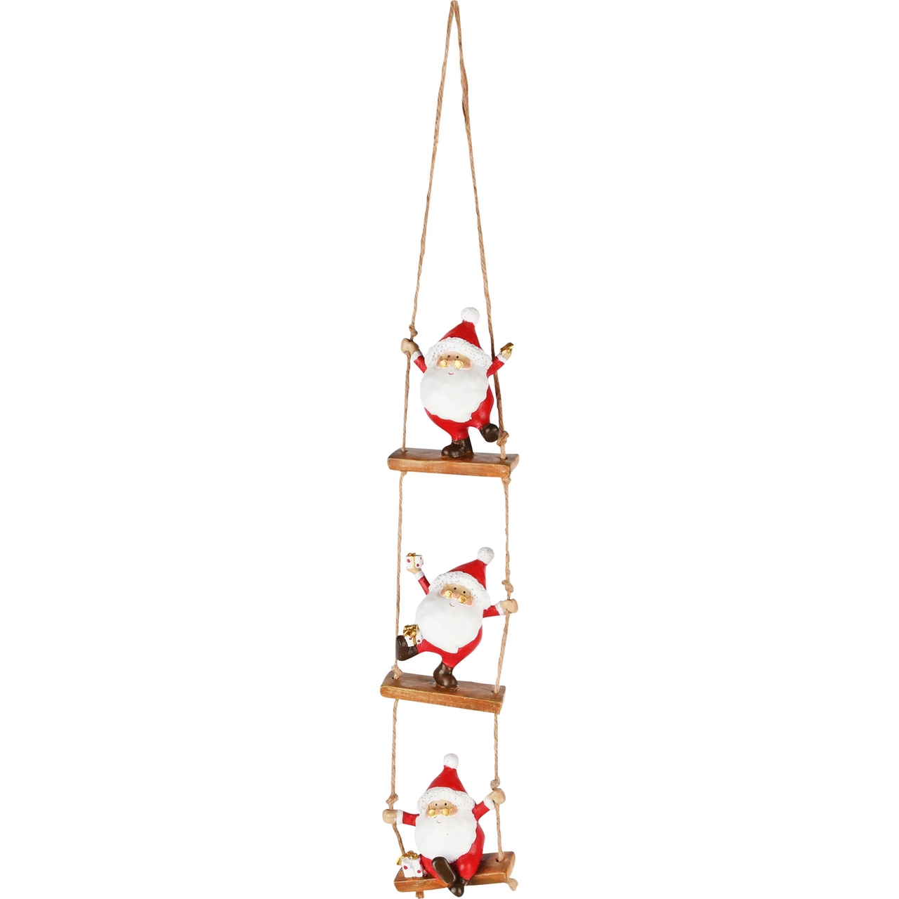 Dekoratief | Hanger ladder m/santas, rood, resina, 7x3x9cm | A235296