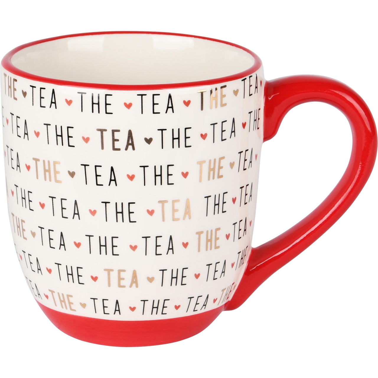 Dekoratief | Mok 'The?/Tea', wit/rood, keramiek, 10x10x12cm | A235854