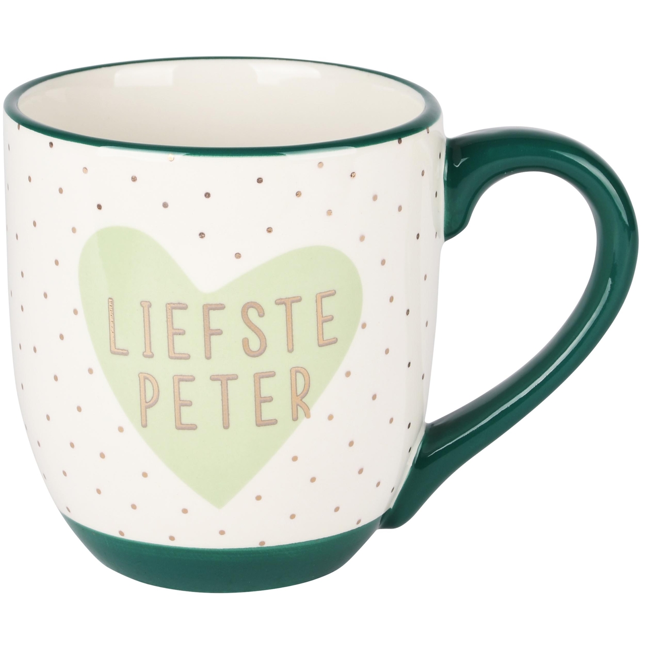 Dekoratief | Mok 'Liefste Peter', wit/groen, keramiek, 10x10x12cm | A235866