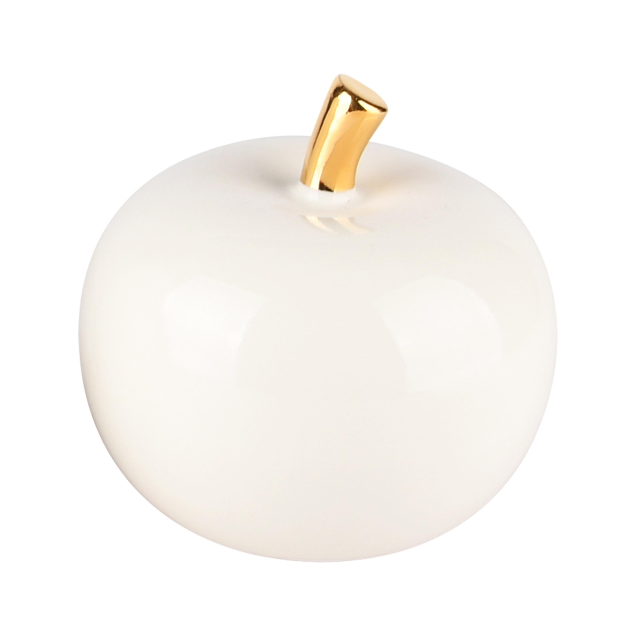 Dekoratief | Deco appel, wit/goud, porselein, 8x8x8cm | A235945