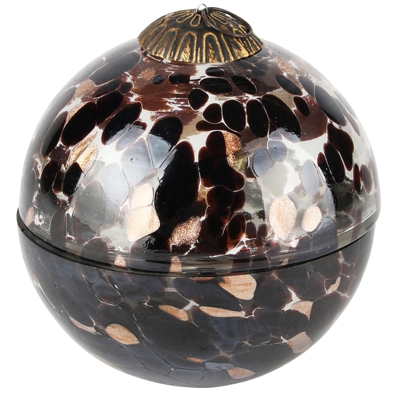 Dekoratief | Kerstbal pot m/deksel 'Blurred Brown', glas, 13x13x14cm | A238005