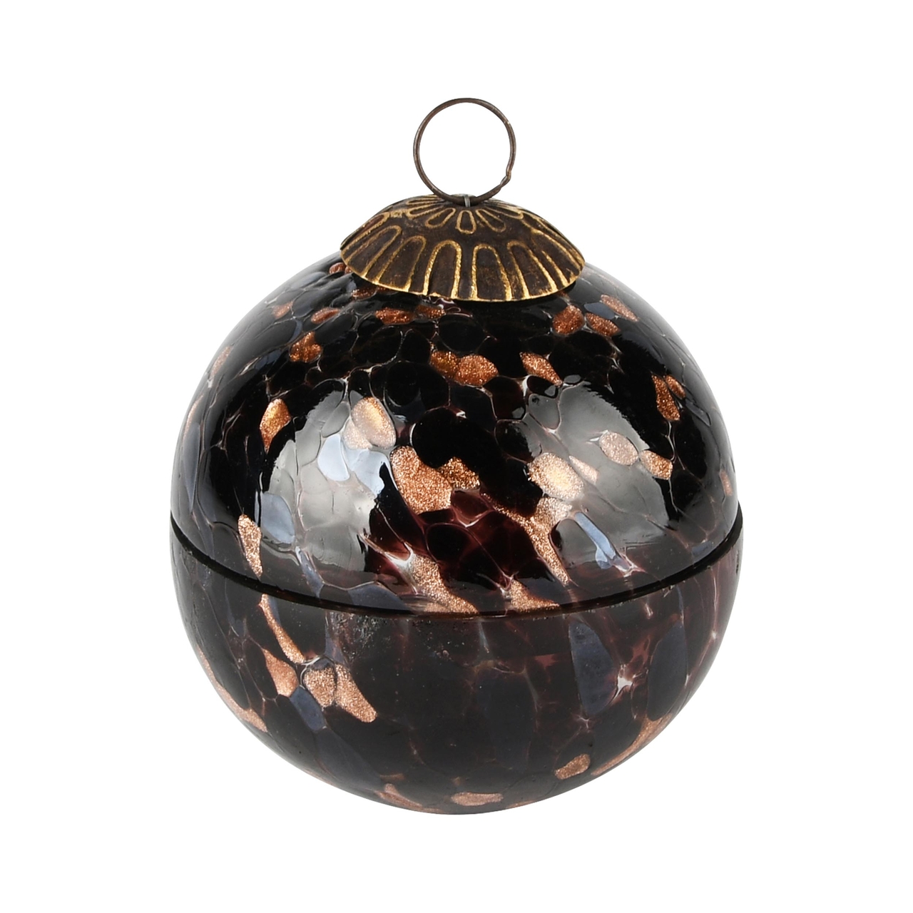 Dekoratief | Kerstbal pot m/deksel 'Blurred Brown', glas, 10x10x11cm | A238006