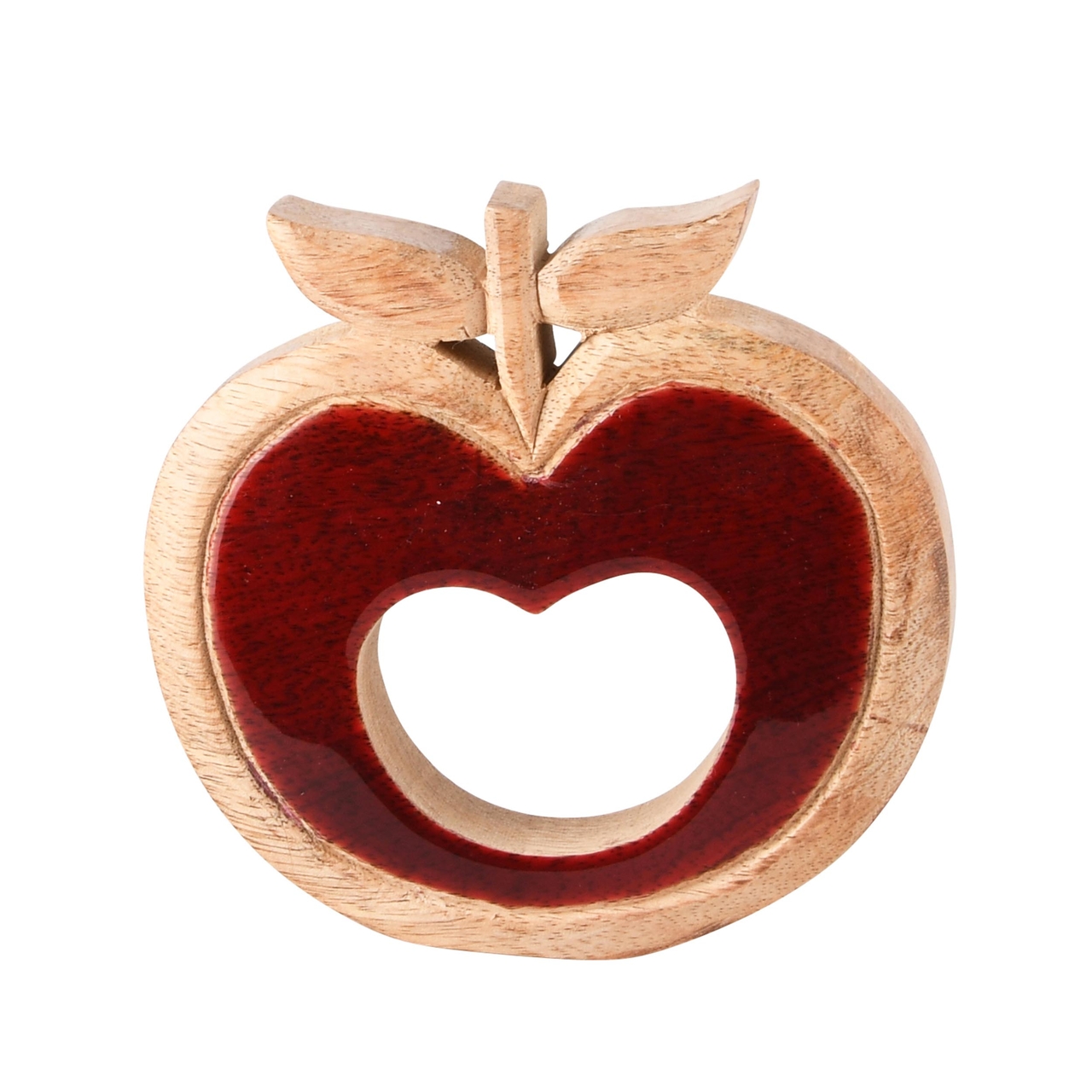 Dekoratief | Deco appel, rood/naturel, hout/email, 14x3x15cm | A238043