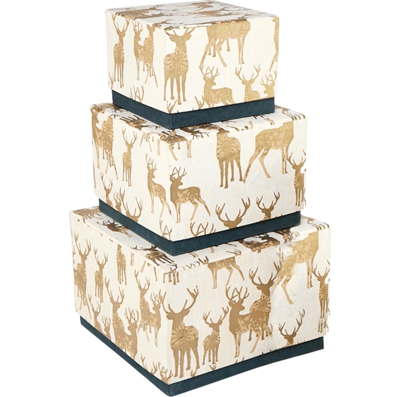 Dekoratief | Set 3 dozen 'Golden Deer', VK, goud/wit, karton, 16x16x13cm | A239076