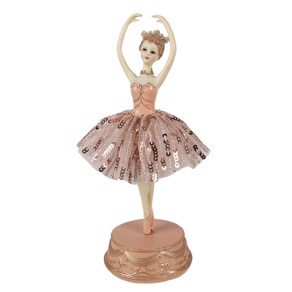 Clayre & Eef | Muziekdoos ballerina Roze ø 11x29 cm | 65253