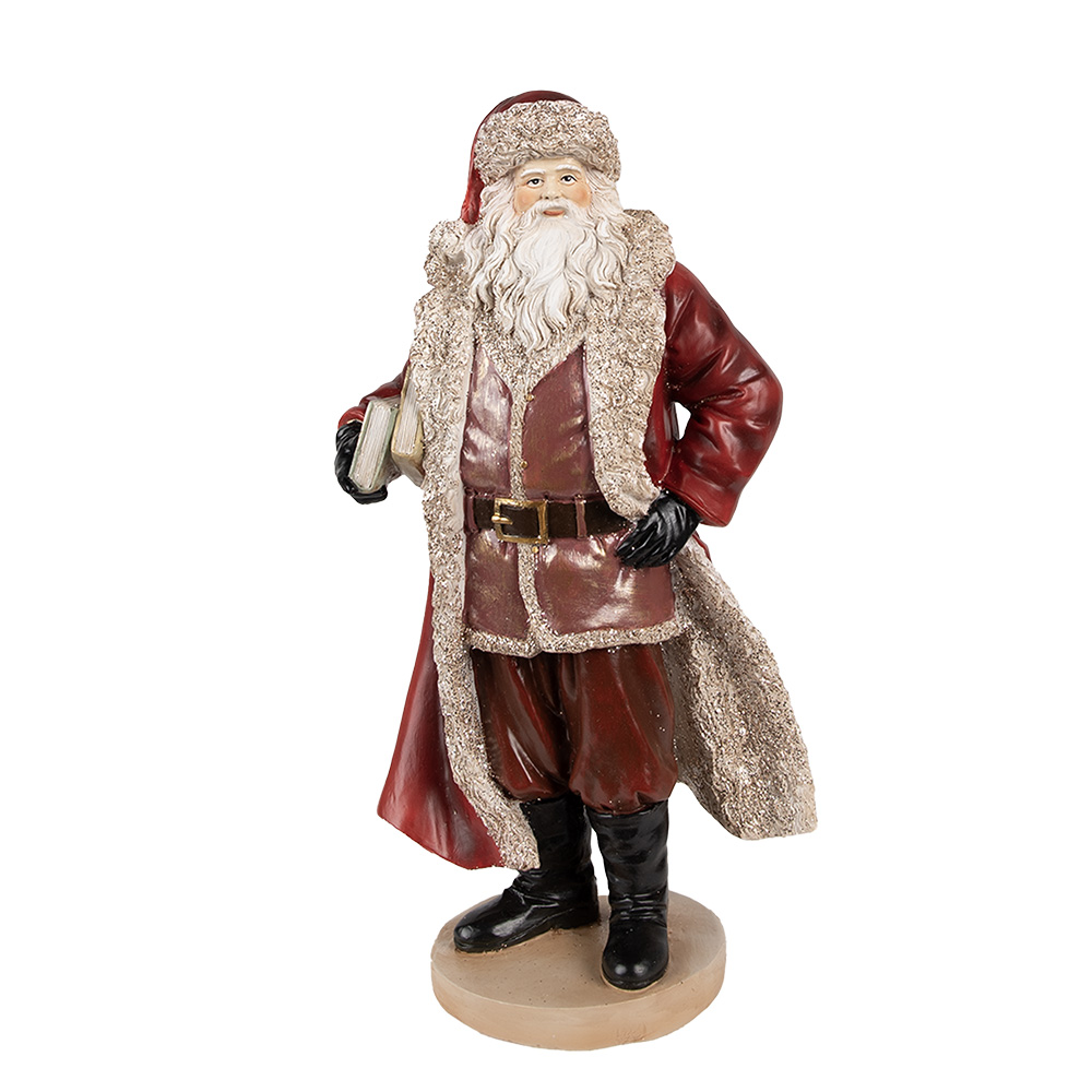 Clayre & Eef | Kerstdecoratie Beeld Kerstman Rood 18x14x33 cm | 6PR3951