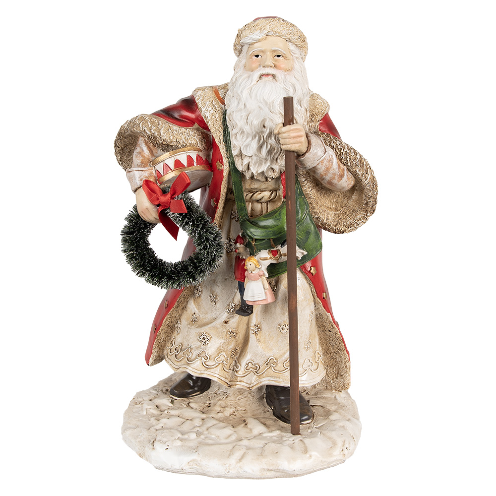 Clayre & Eef | Kerstdecoratie Beeld Kerstman Rood 16x14x25 cm | 6PR3970