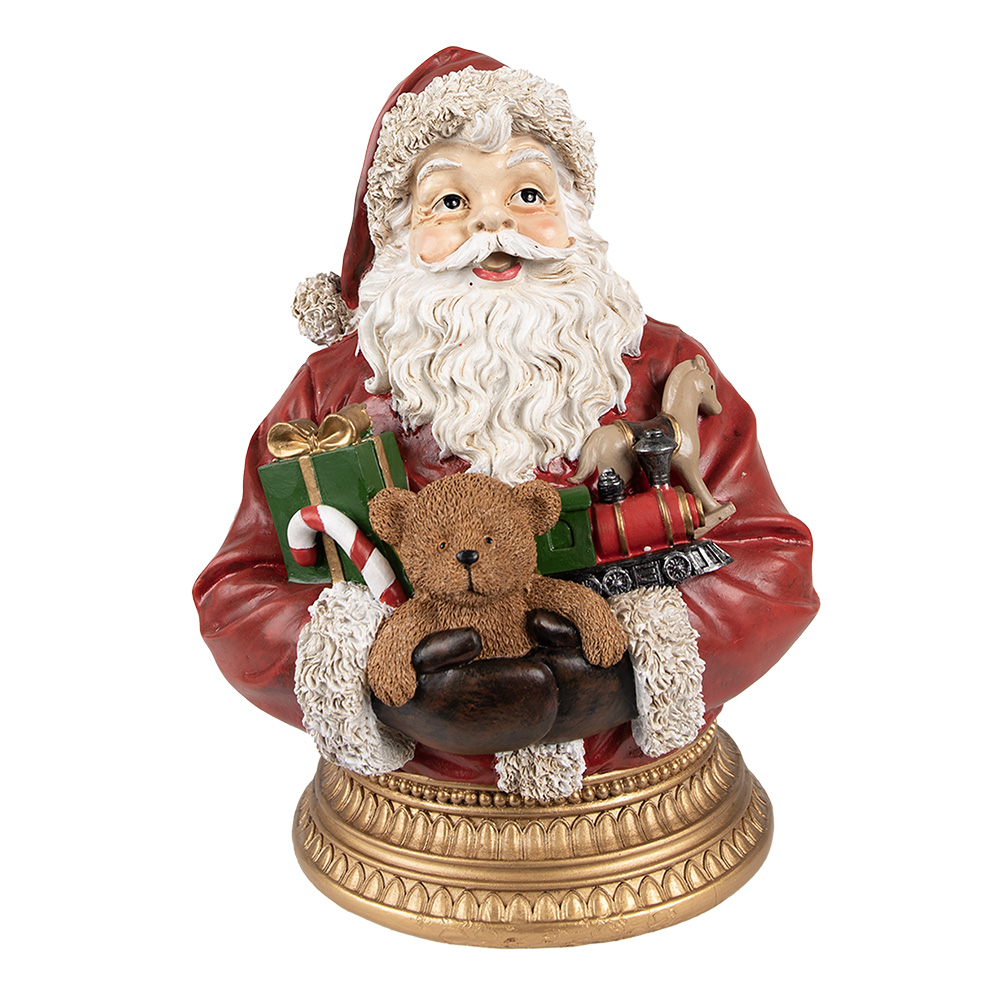 Clayre & Eef | Kerstdecoratie Beeld Kerstman Rood 22x18x29 cm | 6PR4908