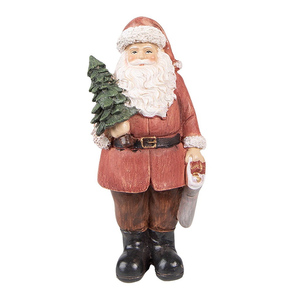 Clayre & Eef | Kerstdecoratie Beeld Kerstman Rood 17x13x40 cm | 6PR4933